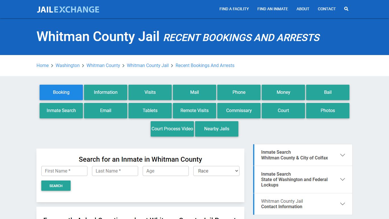 Whitman County Jail Recent Bookings And Arrests - Jail Exchange