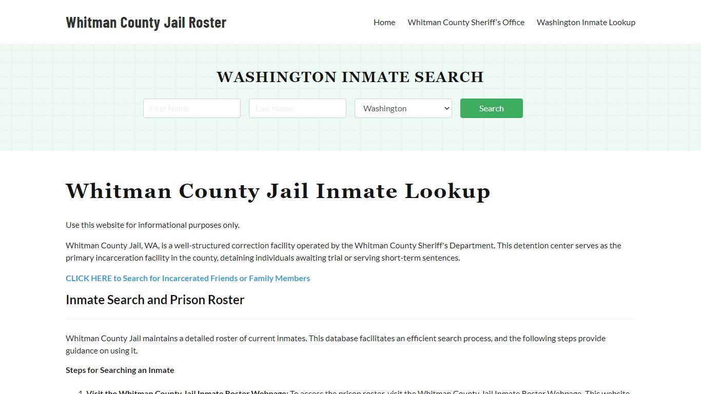 Whitman County Jail Roster Lookup, WA, Inmate Search